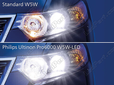 Sammenligning af godkendte LED-pærer Philips W5W PRO6000 versus originale pærer