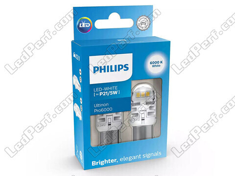 2x LED-pærer Philips P21/5W Ultinon PRO6000 - Hvid 6000K - BAY15D - 11499CU60X2