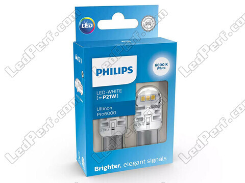 2x LED-pærer Philips P21W Ultinon PRO6000 - Hvid 6000K - BA15S - 11498CU60X2