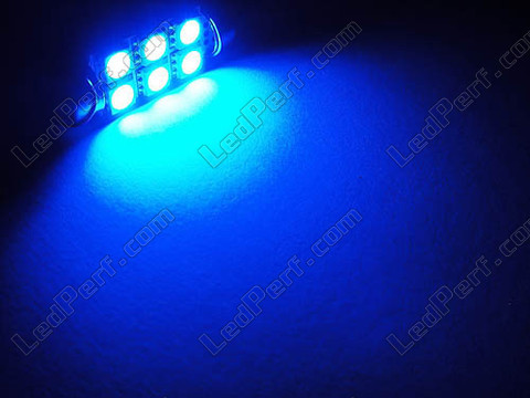 LED pinolpære loftslys, bagagerum, handskerum, plade blå 39 mm - C5W