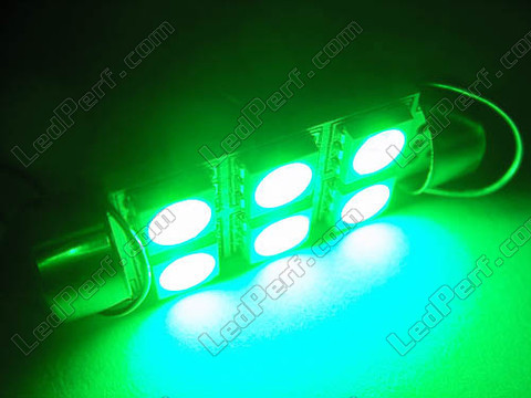 LED pinolpære loftslys, bagagerum, handskerum, plade grøn 39 mm - C5W
