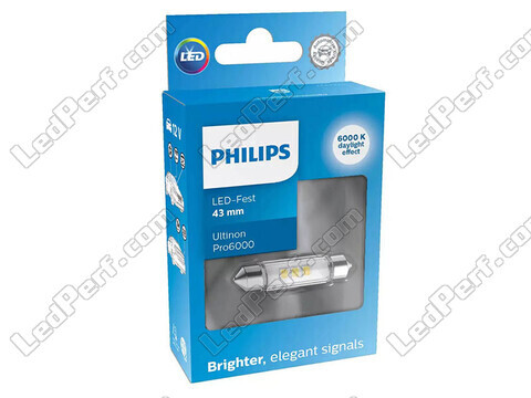 LED-pinolpære C10W 43mm Philips Ultinon Pro6000 Kold hvid 6000K - 111866CU60X1 - 12V