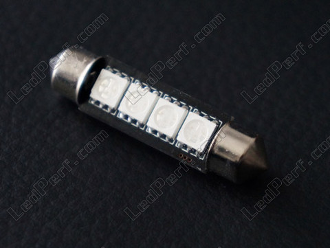 LED pinolpære loftslys, bagagerum, handskerum, plade rød 42 mm - C10W