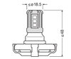 Mål LED-pære PS19W Osram LEDriving SL høj lysstyrke til Kørelys i dagtimerne - 5201DWP