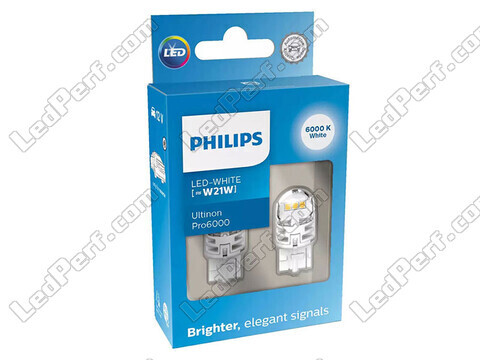 2x LED-pærer Philips W21W Ultinon PRO6000 - Hvid 6000K - T20 - 11065CU60X2