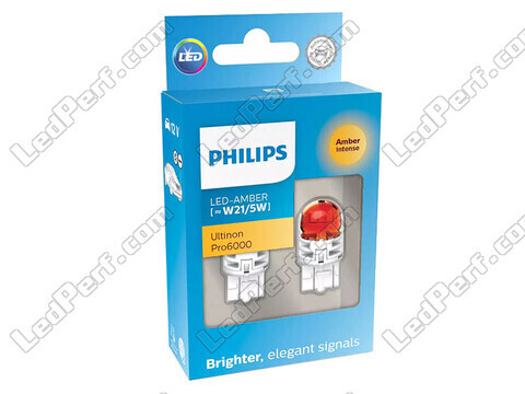 2x LED-pærer Philips WY21/5W Ultinon PRO6000 - Orange - T20 - 11066AU60X2