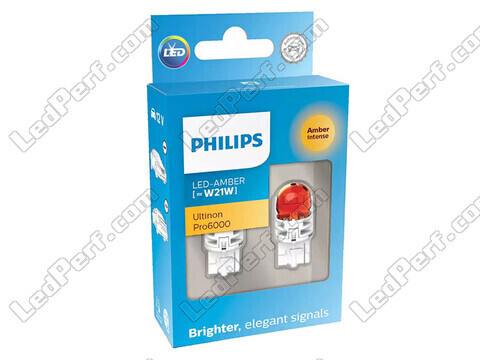 2x LED-pærer Philips WY21W Ultinon PRO6000 - Orange - T20 - 11065AU60X2