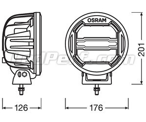 Diagram over den ekstra Mål LED-forlygte Osram LEDriving® ROUND MX180-CB