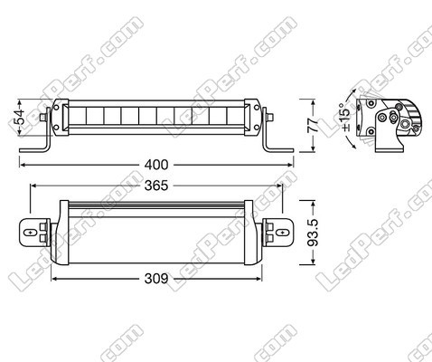 Diagram over Mål LED-bar Osram LEDriving® LIGHTBAR FX250-CB