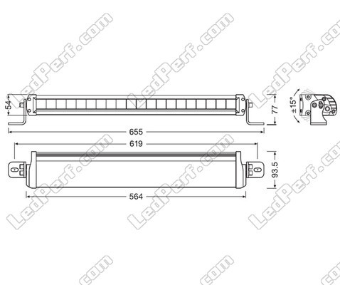 Diagram over Mål LED-bar Osram LEDriving® LIGHTBAR FX500-CB
