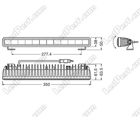Diagram over Mål LED-bar Osram LEDriving® LIGHTBAR SX300-CB