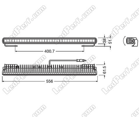 Diagram over Mål LED-bar Osram LEDriving® LIGHTBAR SX500-CB