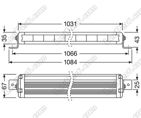 Diagram over Mål LED-bar Osram LEDriving® LIGHTBAR VX1000-CB SM