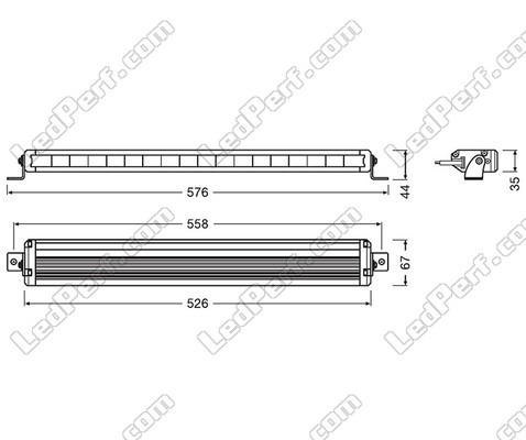 Diagram over Mål LED-bar Osram LEDriving® LIGHTBAR VX500-SP