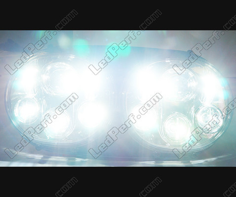 Sort motorcykel Full LED-forlygte til Harley Davidson Road Glide (1998-2014) Belysning Hvid Ren