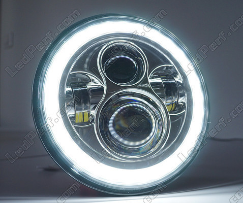 Sort motorcykel Full LED optik til 7-tommer rund forlygte - Type 5 Angel Eye