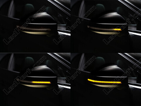 Forskellige trin i lyssekvensen for dynamiske blinklys fra Osram LEDriving® til sidespejle på Audi A3 8V