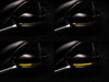 Forskellige trin i lyssekvensen for dynamiske blinklys fra Osram LEDriving® til sidespejle på Audi A4 B9