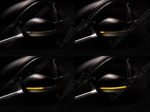Forskellige trin i lyssekvensen for dynamiske blinklys fra Osram LEDriving® til sidespejle på Audi A4 B9