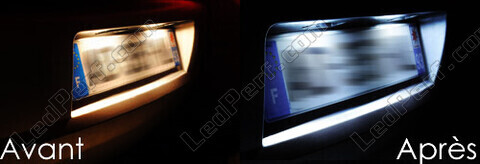 LED nummerplade Dacia Spring før og efter