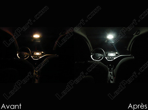 LED Loftslys foran Kia Picanto 2 før og efter