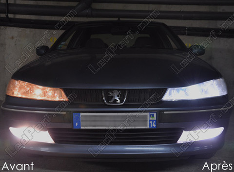 LED Forlygter Peugeot 406 før og efter