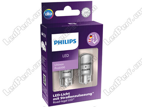 Emballage af godkendte Philips W5W Ultinon PRO6000 LED-pærer - 11961HU60X2