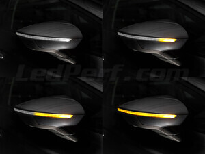 Forskellige trin i lyssekvensen for dynamiske blinklys fra Osram LEDriving® til sidespejle på Seat Arona