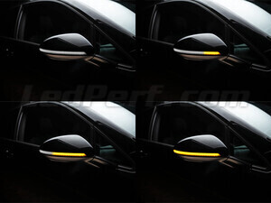 Forskellige trin i lyssekvensen for dynamiske blinklys fra Osram LEDriving® til sidespejle på Volkswagen Touran V4