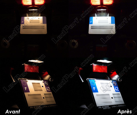 LED nummerplade før og efter BMW Motorrad HP2 Enduro Tuning
