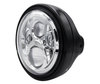 Eksempel på en sort rund-forlygte med en forkromet LED-optik til Moto-Guzzi Breva 750