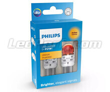 2x LED-pærer Philips PY21W Ultinon PRO6000 - Orange - BAU15S - 11498AU60X2