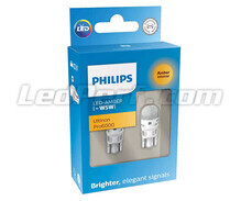 2x Philips WY5W / W5W Ultinon PRO6000 orange LED-pærer - T10 - 11961AU60X2
