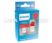 2x Philips W21/5W Ultinon PRO6000 LED-pærer - Rød - 11066RU60X2 - 7443R