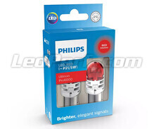 2x Philips P21/5W Ultinon PRO6000 LED-pærer - Rød - 11499RU60X2 - 1157R